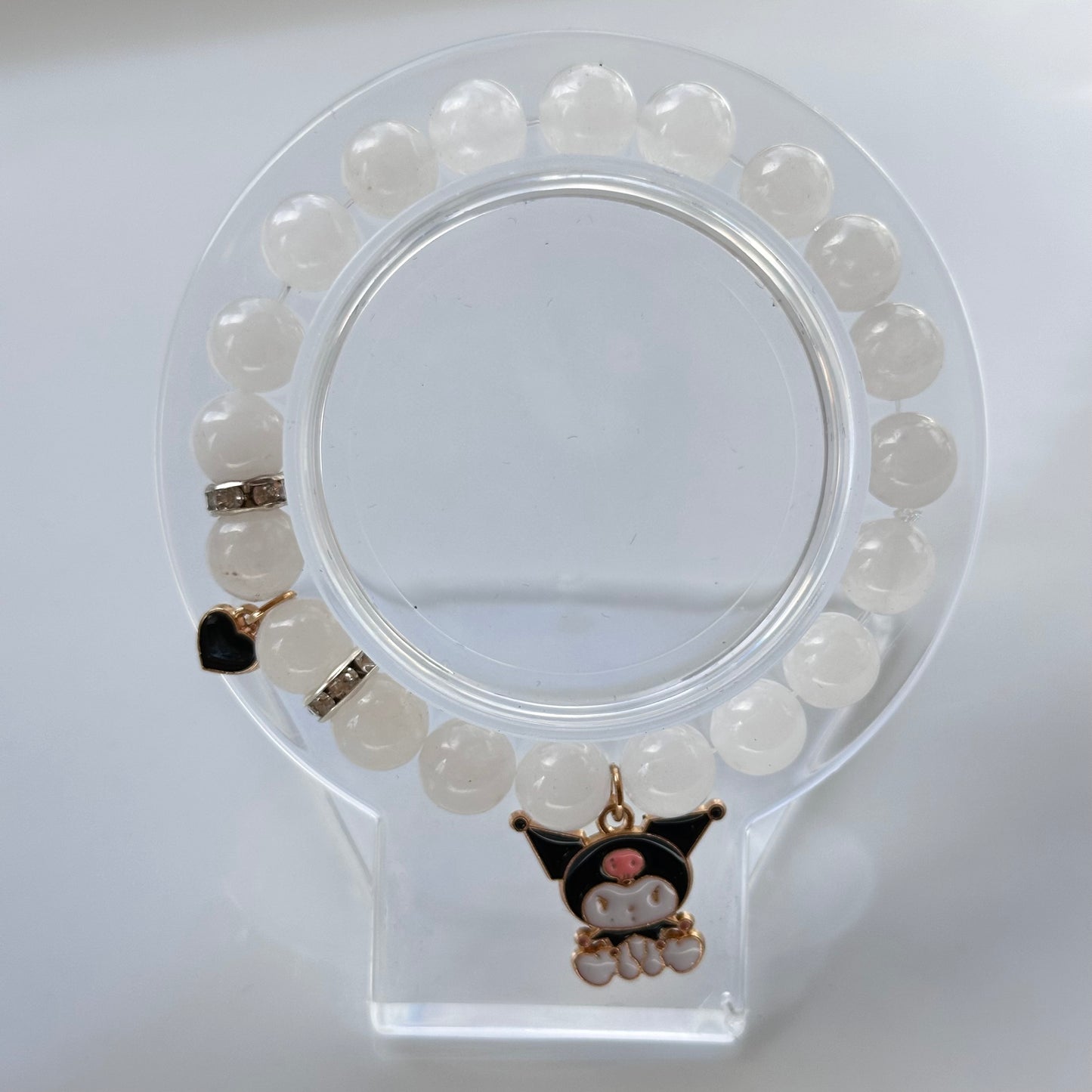 White Jade Bracelet With The kawaii Charms