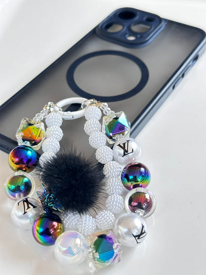 Black PomPom Ball Phone Charm