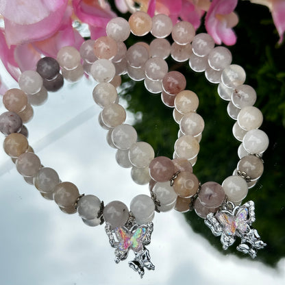 Nude Jade Bracelet with Butterfly Charm