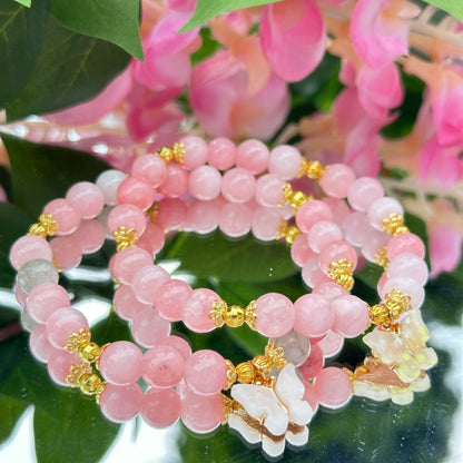 Rose Quartz Bracelet with Butterfly Charm