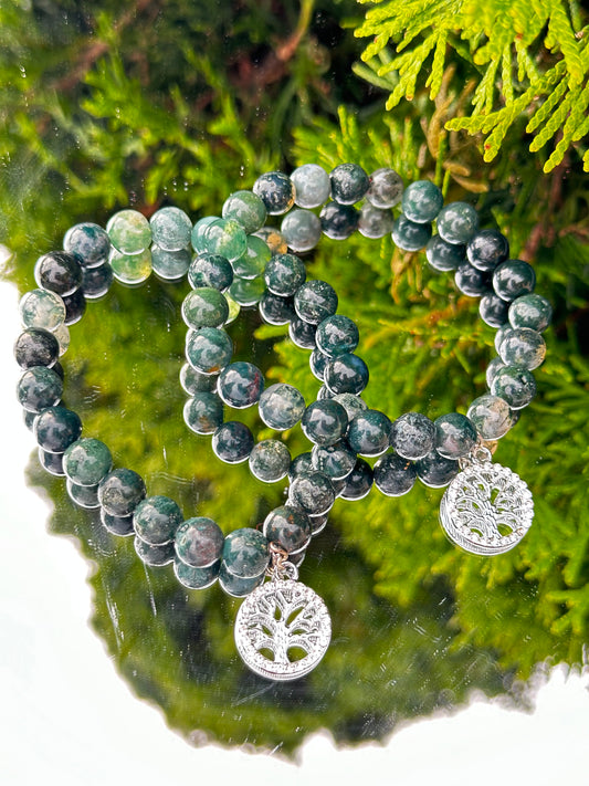 Indian Agate Bracelet with Tree of Life Charm