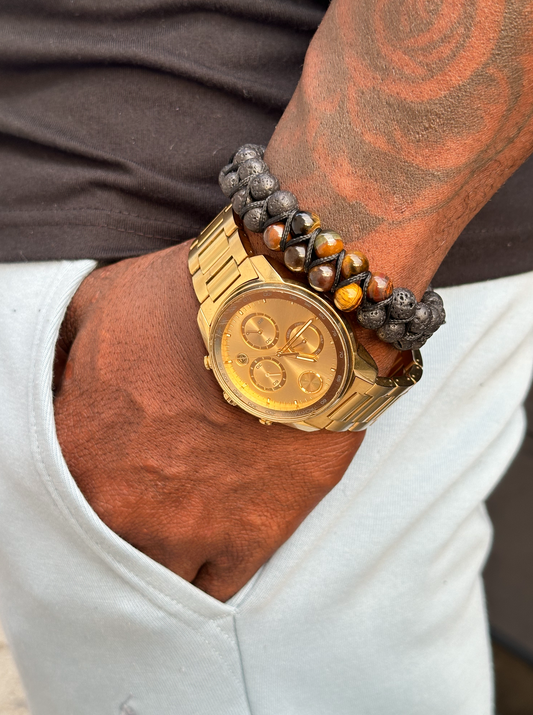 Double Row Lava Mix and Lava Stone Bracelet