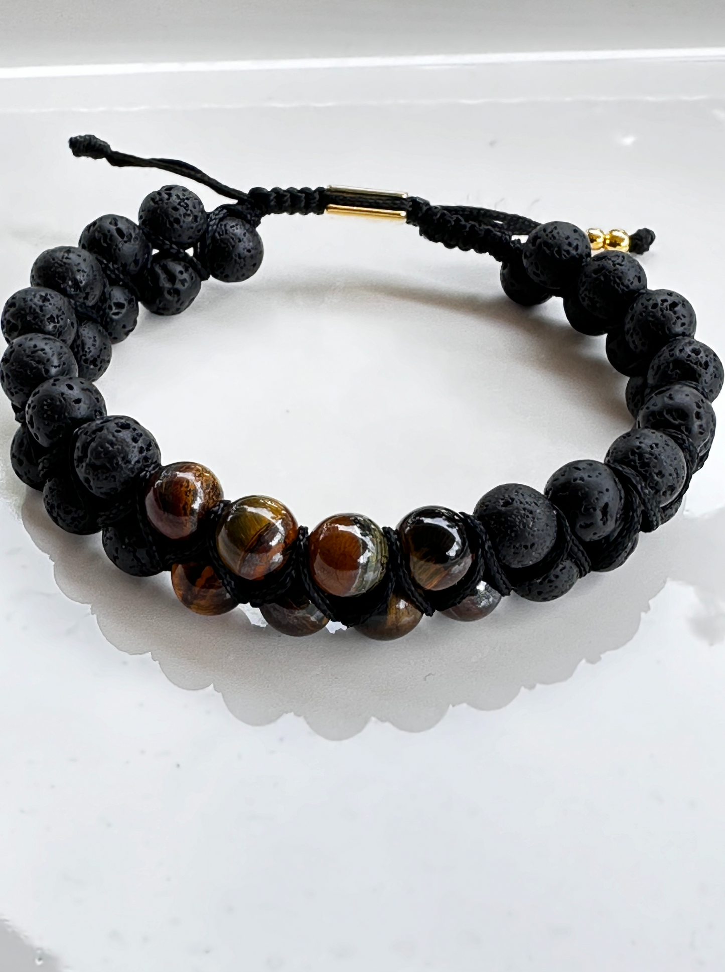 Double Row Lava Mix and Lava Stone Bracelet