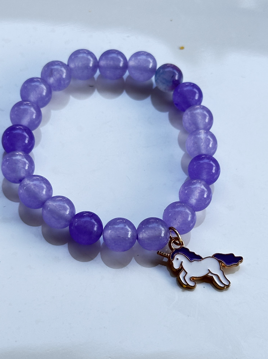 Purple Chalcedony With Unicorn Charm